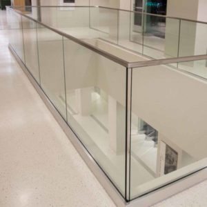 Hollow aluminum channel for glass railings