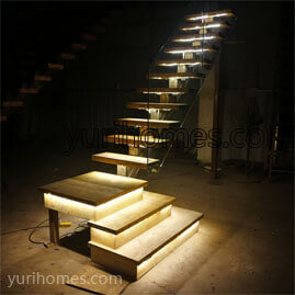 Single Stringer Staircase With LED Lights