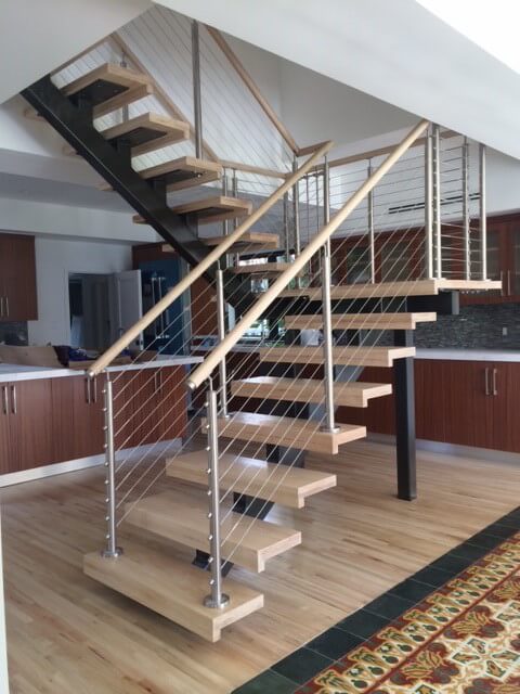 Double Stringer Staircase With Cable Railing - Image 3