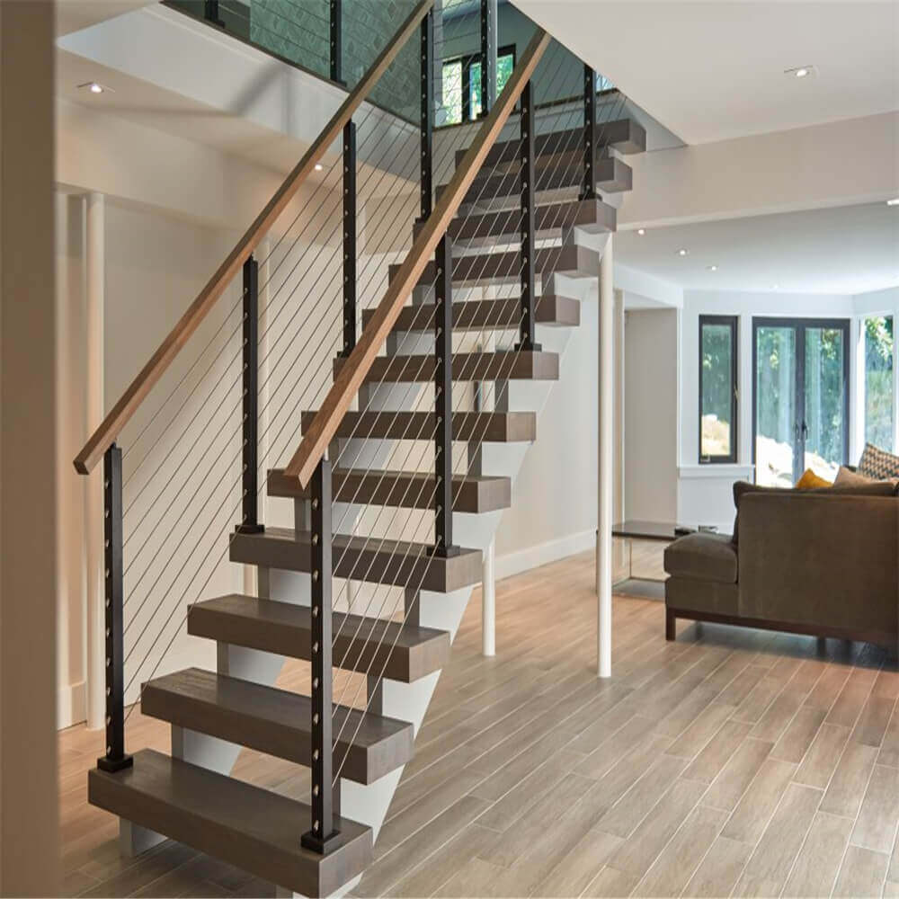 Double Stringer Staircase With Cable Railing - Image 4